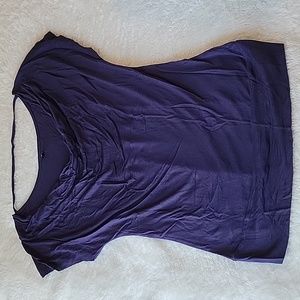 AMISU size S Blue Short Sleeve Blouse with Cowl Neck